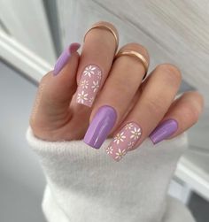 Unghie Sfumate, Purple Acrylic Nails, Purple Nail Designs, Lavender Nails, Short Acrylic Nails, Nail Arts