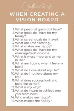 What questions to ask when creating a vision board Create Vision Board, Vision Board Project, Vision Board Workshop