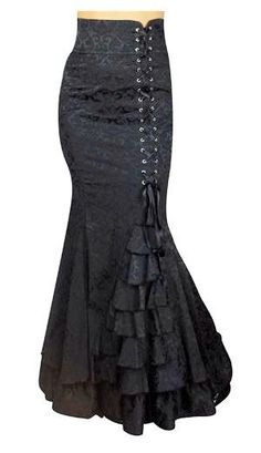 Punk Rock Clothes, Steampunk Skirts, Pin Up Clothing, Outfits Goth, Rock Clothes, Rockabilly Dresses, Dresses And Shoes, Ruffles Skirt, Plus Size Gothic