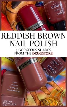 A guide to pretty drugstore reddish brown nail polish colors with swatches perfect for fall and winter, from Kiko Power Pro to Revlon Ultra HD Snap polishes!
-
-
-
-
best drugstore brown nail polish swatches - best drugstore nail polish brands - kiko nail polish swatches - nails inc nail polish swatches - revlon nail polish swatches - fall nails ideas - winter nails ideas - best fall nail polish colors - best winter nail polish colors - red brown nail polish swatches - warm brown nail polish - drugstore nude nail polish swatch Reddish Brown Nails, Fall And Winter Nails, Kiko Nail Polish, Winter Nail Polish Colors, Revlon Nail Polish, Nail Polish Colors Winter