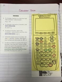 an open notebook with a drawing of a calculator on the front and side