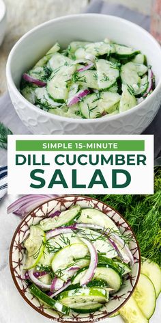 cucumber salad in a bowl with the title overlay