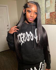 Lace Front Hairstyles Straight, Side Part Edges, Wig Hairstyles Side Part, Straight Frontal Wig Hairstyles, Straight Wig Hairstyles Black Women, Straight Wig Hairstyles, Wig Install Hairstyles, Black Hair Wigs, Body Wave Lace Front Wigs