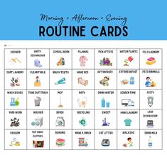 the morning and afternoon routine cards for kids to use on their own phone or laptop