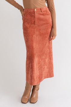 Fall Corduroy Midi Skirt Maxi Skirt Fit, Corduroy Maxi Skirt, Rust Fabric, Corduroy Texture, Midi Skirt With Pockets, Skirt Fits, Popular Color, Fall Skirts, Skirts Online