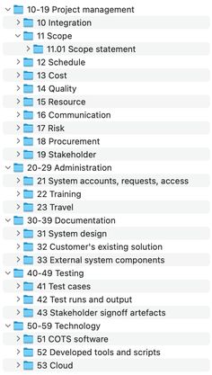 a table with several different types of tasks and instructions for each task, including tasks