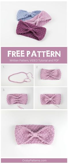 crocheted headbands with text that says free pattern written below the photo