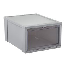 an open gray box on a white background