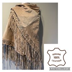 In Excellent Preowned Condition, Beautiful Tan Suede Leather Shawl Embellished With Grommets And Studs And Long Fringe. Measures 80 Inches Across The Top, 38 Inches In Length Down The Middle. Long Fringe, Long Fringes, Newport News, Fringe Jacket, Leather Fringe, Tan Suede, Newport, Suede Leather, Shawl