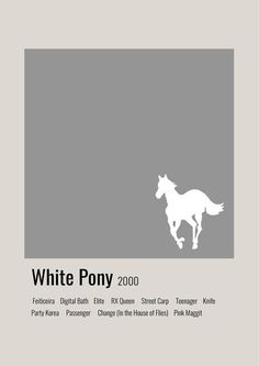 the white pony logo is shown in black and white on a gray background, with an image of a running horse