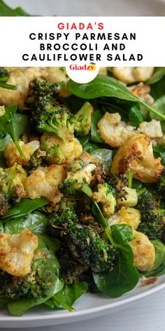 a white plate topped with broccoli and cauliflower