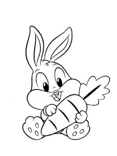 a cartoon bunny holding a carrot