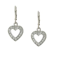 Silver Tone Crystal Heart Drop Earrings Channel Jewelry, Chic Fashionista, Jewelry Classic, 1928 Jewelry, Silver Heart Earrings, Vintage Inspired Jewelry, Silver Jewelry Earrings, Heart Drop Earrings, Silver Drop Earrings