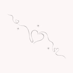 a line drawing of two hearts flying in the sky