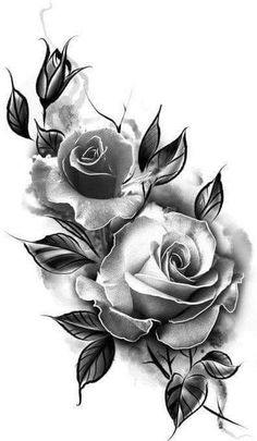 black and white roses tattoo design