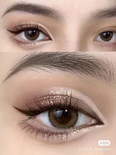 Formal Makeup Eyeshadow, Doe Eyes Makeup Asian, Brown Eyeshadow Douyin, Korean Fashion Makeup, Brown Douyin Makeup Look, Douyin Makeup For Wedding, Hooded Eyes Korean Makeup, Aesthetic Makeup For Prom, Bridesmaid Makeup Douyin