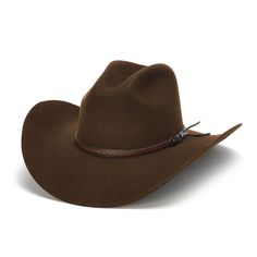 COOPER from the Stampede Collection is a stylish hat with a genuine leather band and leather strap. It is made from premium wool felt and has a 4 inch brim to keep the wind and sun away. Get the perfect combination of style and comfort with COOPER. Winter Leather Felt Hat For Western-themed Events, Classic Brown Flat Brim Felt Hat, Classic Brown Felt Hat With Curved Brim, Brown Fur Felt Fedora Hat, Classic Brown Fur Felt Hat, Brown Short Brim Fur Felt Hat, Brown Fur Felt Hat Bands For Western-themed Events, Adjustable Brown Fur Felt Fedora, Brown Fur Felt Hat Band For Ranch