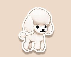 a white poodle sticker on a beige background