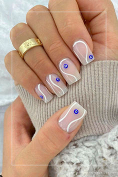 Evil Eye Nails Evil Eye Nail Designs, Uñas Aesthetic, Evil Eye Nails, Eye Nail Art, Elegante Y Chic, Turkish Eye, Eye Nails, Turkish Evil Eye