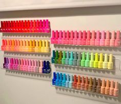 Colorful Nail Polish, Kids Nail Salon, Desain Salon Kuku, Salon Concepts, Nail Polish Colours, Nail Room Ideas, Nail Paint Shades, Gel Nail Polish Colors, Home Nail Salon