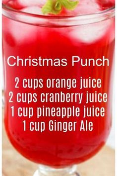 christmas punch recipe with 2 cups orange juice and cranberry juice 1 cup pineapple juice 1 cup ginger ale