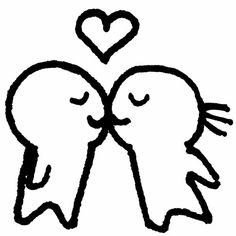 two hearts kissing each other with their faces drawn in the shape of an angel's wings