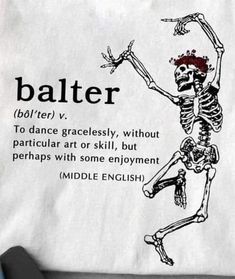 a bag with an image of a skeleton and the words ballet written in english on it