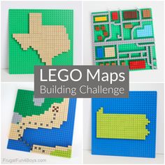 lego maps with text overlay that reads lego maps, building challenge and other activities