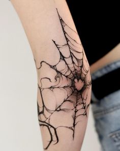 tattoo Spider Web Tattoo, Web Tattoo, Scary Tattoos, Elbow Tattoos, Spider Tattoo, Gothic Tattoo, Knee Tattoo, Halloween Tattoos