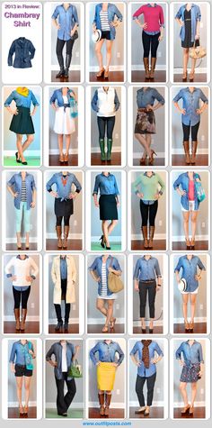 Ways to wear a chambray shirt Mode Ab 50, Different Outfits, Chambray Shirt, Mode Inspiration, Outfit Posts, Denim Shirt, Capsule Wardrobe, Different Types