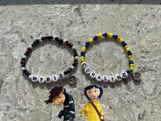 Coraline Bracelet Diy, Coraline Friendship Bracelet, Coraline Beaded Bracelet, Matching Coraline Bracelets, Coraline And Wybie Bracelets, Coraline Bracelet Ideas, Ideas For Bracelets With Beads, Coraline Merchandise, Coraline Jewelry