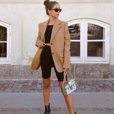 Do You Know AngelsB*tch ? Welcome to our World. Discover Angels Collection👇 Tan Blazer Outfits, Blazer Outfits Casual, Biker Shorts Outfit, Blazer Outfits For Women, Beige Blazer, Blazer Outfit, Biker Short, Trendy Summer Outfits, Street Style Trends