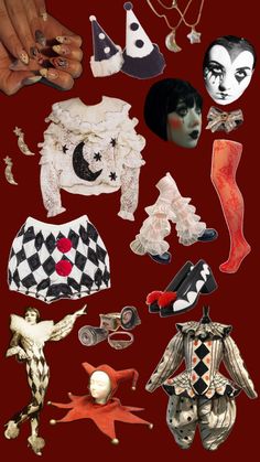 pierrot clown themed outfit and accessories Pierrot Clown Costume, Halloween Circus, Clown Clothes