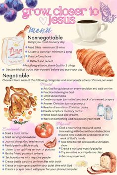 a poster with different types of food and drinks on it, including bread, croissant