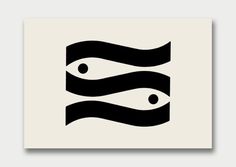 an abstract black and white logo with two wavy lines in the shape of three eyes