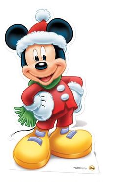 a mickey mouse wearing a santa hat and scarf