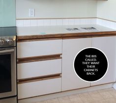 an image of a kitchen setting with the words'this does not mean they want their cabinets back '