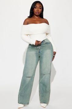 Available In Ivory And Mocha. Pullover Sweater Fuzzy Knit Long Sleeve Off Shoulder Fold Over Detail Cropped Ribbed Hem 100% Polyester Imported | Jayla Fuzzy Off Shoulder Sweater in Ivory size XS by Fashion Nova White Off The Shoulder Sweater, Sweaters Cropped, Off The Shoulder Knit Sweater, Off Shoulder Long Sleeve Top, Fall Tops For Women, Off Shoulder Sweater Outfit, Off The Shoulder Sweater, Off The Shoulder Sweater Outfit, Off The Shoulder Top