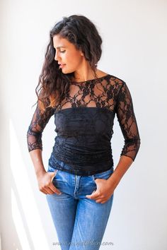 Feminine Black lace top, See through blouse, Black lace blouse for women, See through top Black lace Lace Wrap Top, Lace Shrug, Bridal Shrug, Pink Lace Tops, Yellow Bridesmaid Dresses, Lace Bolero, Lace Blouse Long Sleeve, Bridal Tops, Shrugs And Boleros