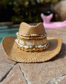 This is for a CUSTOM, MADE TO ORDER piece!  Please message me with your style ideas before you place your order!  Thank you!  Introducing our bespoke Custom Coastal Cowgirl Cowboy Hat, where the charm of the West meets the allure of the coast in a personalized masterpiece. Handcrafted to order, this straw cowboy hat is a celebration of individuality and style, designed to reflect your unique personality and love for coastal living. Adorned with multiple bands of seashell beads in varying sizes a Burned Straw Hat, Custom Straw Hats, Beaded Cowboy Hat, Coastal Cowgirl Hat, Country Girl Aesthetic, Coastal Cowboy, Costal Cowgirl, Chicago Outfit, Straw Cowboy Hat