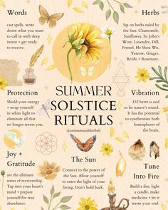 The Summer Solstice is a sacred time, commemorated by our ancestors through fire and ceremony, honoring the Sun as it peaks high in the sky and stretches the day into the longest of the year. It’s often said to be a time of new beginnings; with the changing of the seasons, we say goodbye to a long, stagnant period of self-reflection and welcome the fiery energy of the Sun to propel us forward.  🌞SOLAR MEDICINES🌞 in our apothecary to channel the energy of the SUN!   - Golden Sun Milk   - St John’s Wort (Happiness tonic!)   - Calendula Arnica Salve   - Moringa  - Hawthorn berries   🌼 Other plant allies to work with to balance solar energy: Lemon Balm, Hawthorn berries, Lemongrass, Calendula, Bay Laurel, Jargon Sacha, Marigolds, Rosemary, Chamomile, Cinnamon, Frankincense. Arnica Salve, Spiritual Transformation, Herbal Magic, Baby Witch, Witch Magic, Golden Sun, Season Of The Witch