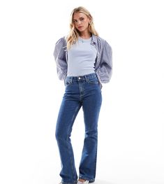 Jeans by ASOS Petite Denim that does it all Flared slim fit High rise Belt loops Five pockets Casual Blue Flares For Fall, Casual Medium Wash Flares For Fall, Casual Denim Blue Flares For Spring, Casual Denim Flares For Spring, Casual Dark Wash Flares With Five Pockets, Casual Straight Leg Blue Flares, Casual Blue Mid-rise Flares, Casual Mid-rise Denim Blue Flares, Casual Blue Flares With Five Pockets