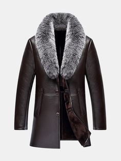 Sheepskin Coat, Sheep Leather, Genuine Leather Jackets, Long Style, Faux Fur Collar