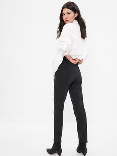 Maternity Full Panel Ponte Pants | Gap Elegant Stretch Bottoms From Gap, Elegant Stretch Bottoms By Gap, Gap Stretch Straight Leg Pants, Chic Tapered Leg Bottoms By Gap, Chic Gap Tapered Leg Bottoms, Gap Ankle-length Workwear Pants, Gap Ankle-length Pants For Work, Gap Stretch Bottoms For Workwear, Gap Work Pants With Elastic Waistband