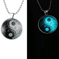 Glow In The Dark Necklace, Dark Necklace, Yin Yang Necklace, Glowing Necklace, Key Jewelry, Friendship Necklaces, Necklace Craft, Ying Yang