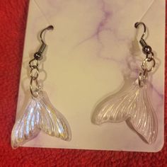 Nwt, Mermaid Tail White Irridescent Colored Acrylic Earrings. Really Pretty When The Light Hits Them. Lightweight On Fishhook Style Earrings. Mermaid Tail White, Rasta Earrings, Creepy Earrings, Blue Crystal Earrings, French Hook Earrings, Colored Acrylic, Peridot Earrings, Sunflower Earrings, Dragonfly Earrings