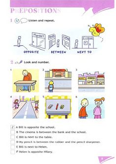 a poster with instructions on how to use prepositions for children's learning