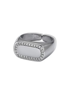 Level up your look with the 'ICED OUT' signet ring. Featuring meticulously cut cubic zirconia diamonds hand-set on a stainless steel base, this piece is an everyday must-have in your ring collection.  Measurements: Fits ring sizes 6-8 Adjustable Materials: Stainless steel AAA-grade cubic zirconia diamonds Waterproof &a Pearl Cross Necklace, Custom Charm Bracelet, Chunky Hoop Earrings, Star Pendant Necklace, Baroque Pearl Necklace, Ring Collection, Creating Jewelry, Bow Earrings, Jewelry Choker