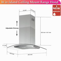 an image of a range hood with measurements