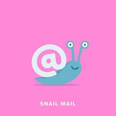 a snail with eyes and an email symbol on it